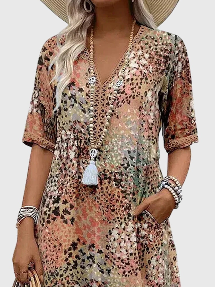 Feminine Floral Midi Dress for Women – Lightweight Elegance with Timeless Style