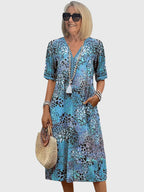 Feminine Floral Midi Dress for Women – Lightweight Elegance with Timeless Style