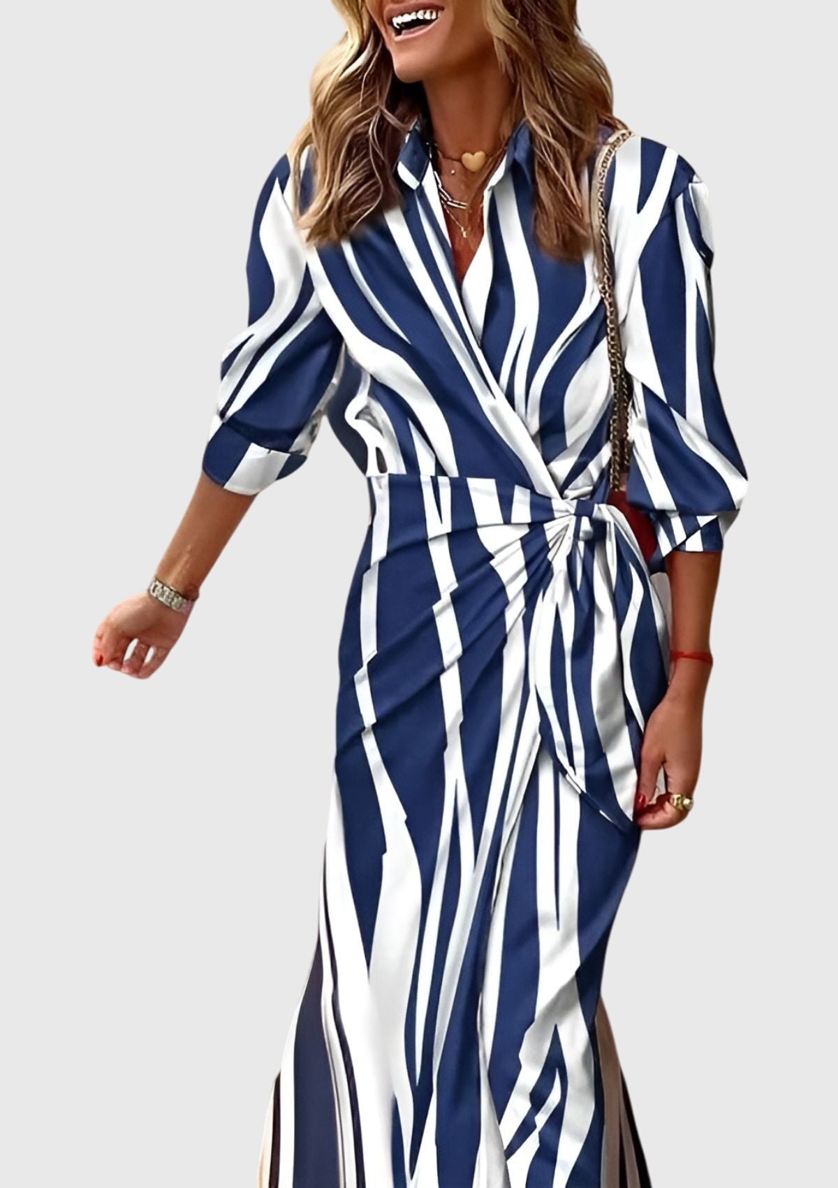 Elegant Women’s Wrap Dress, Patterned Design and Feminine Fit