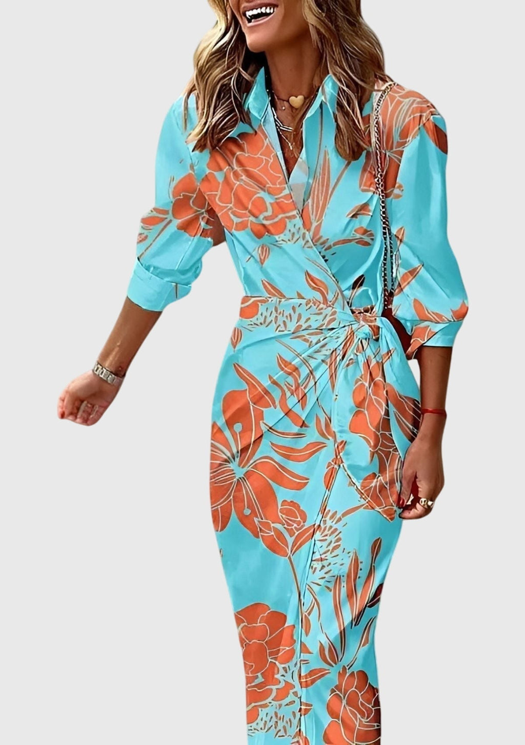 Elegant Women’s Wrap Dress, Patterned Design and Feminine Fit