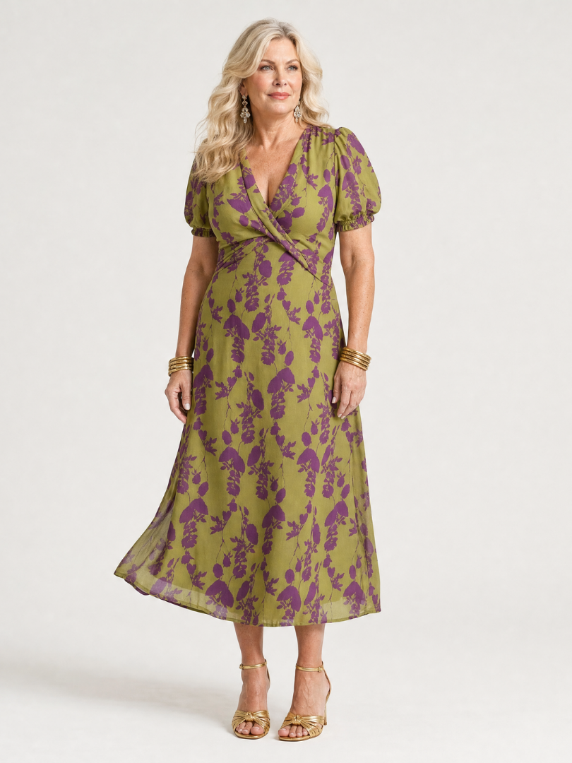 Relaxed Floral Midi Dress - Summer Casual Elegant Style for Women