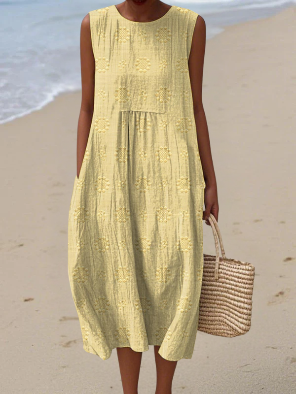 Rose | Women's Embroidered Floral Relaxed Midi Dress