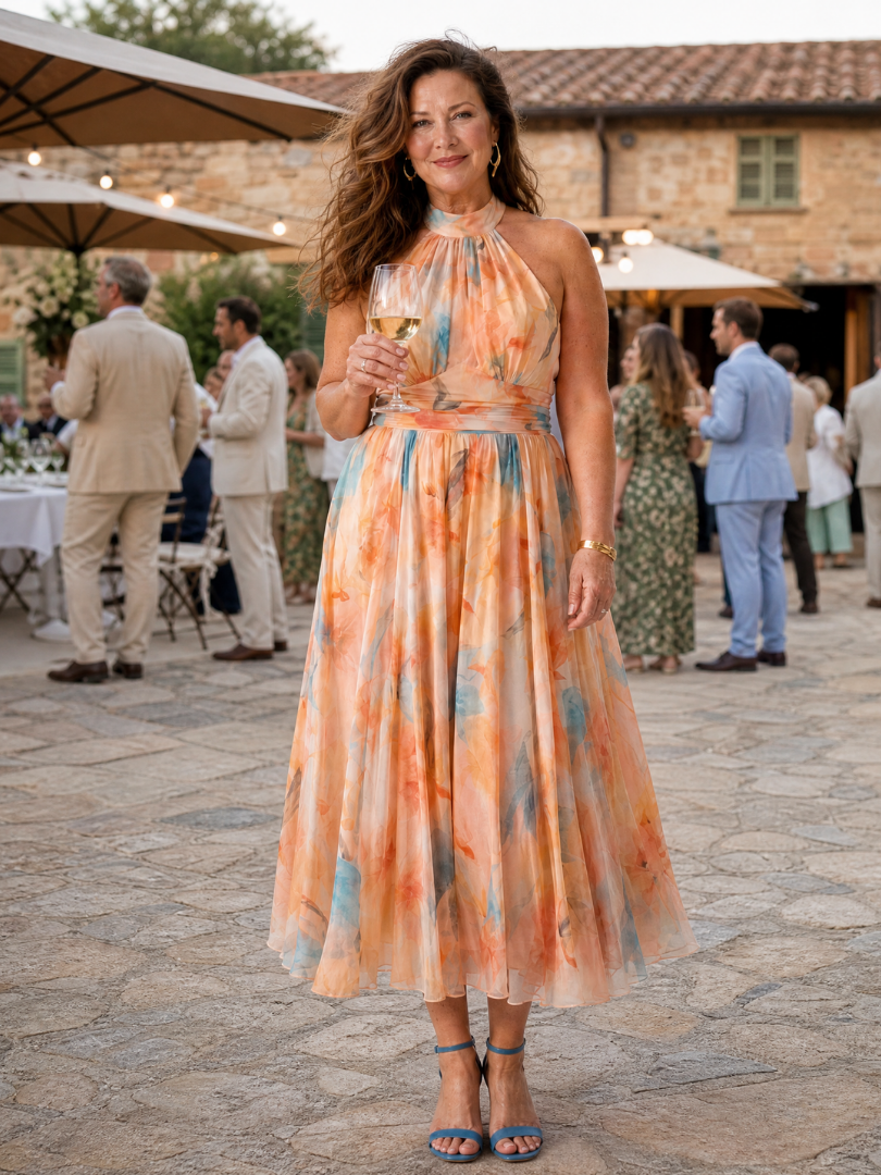Soft Halter Midi Dress - Summer Elegant Comfortable Style for Women