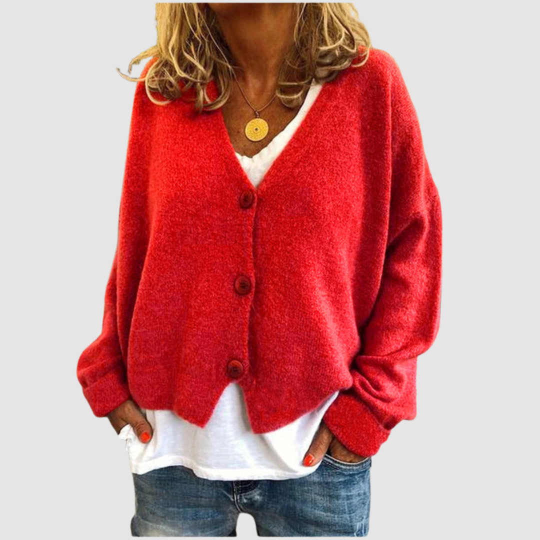 Micki | Women's V-Neck Button-Up Knit Cardigan