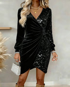 Scarlett | Women's Velvet Sequin Wrap Dress