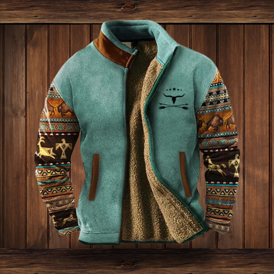 Tierney | Men's Wool Jacket with Ethnic Sleeve Pattern