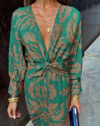 Nadira | Women's Wrap Dress with Feather Print