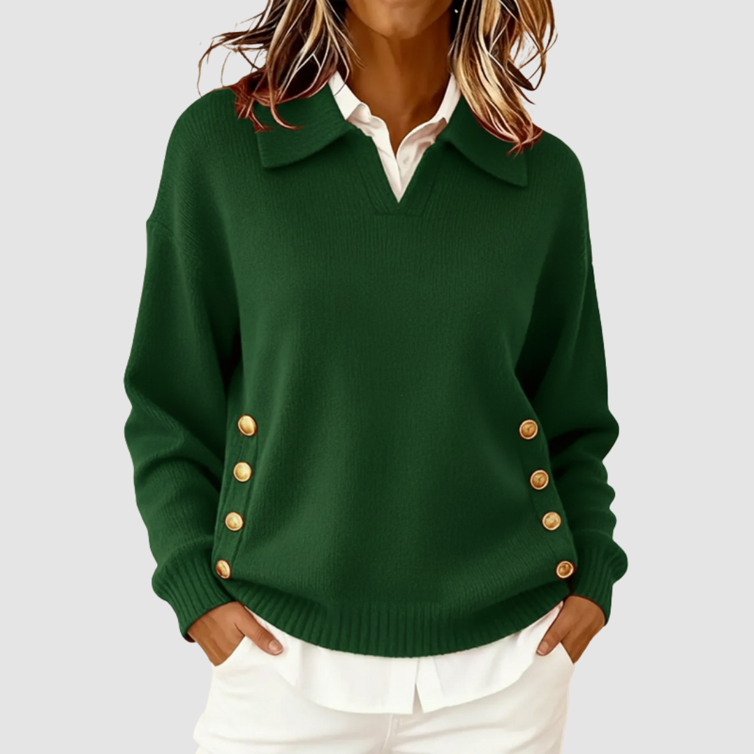 Luisa | Women's Collared V-Neck Knit Sweater