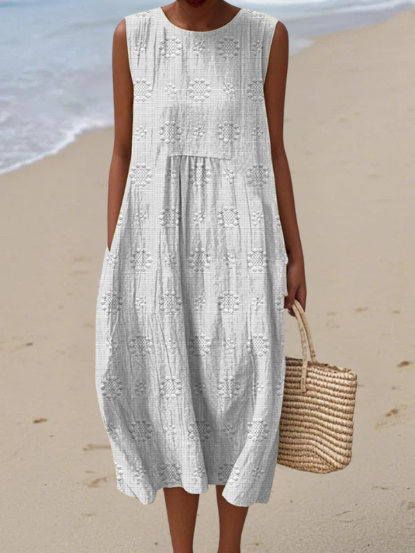 Rose | Women's Embroidered Floral Relaxed Midi Dress