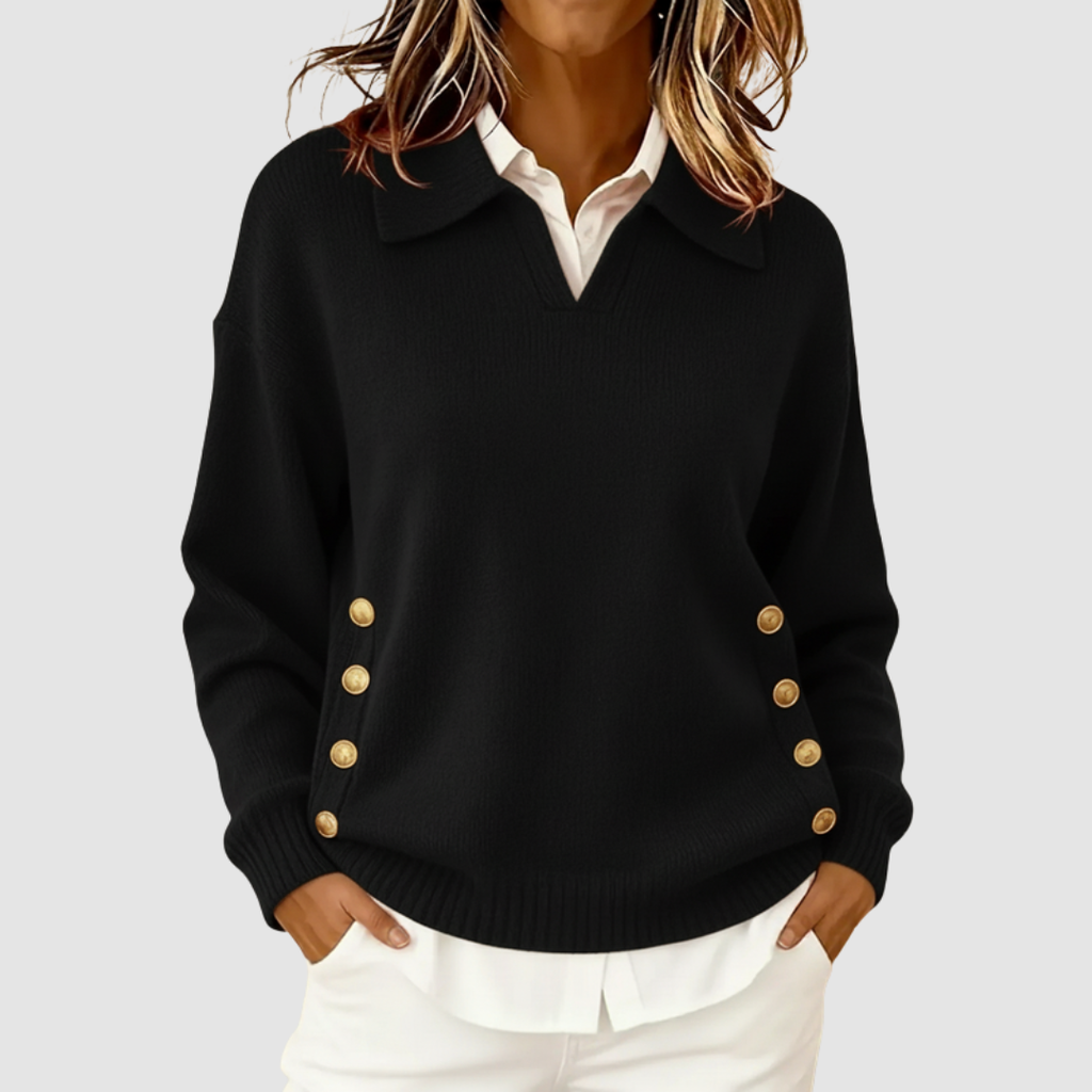 Luisa | Women's Collared V-Neck Knit Sweater