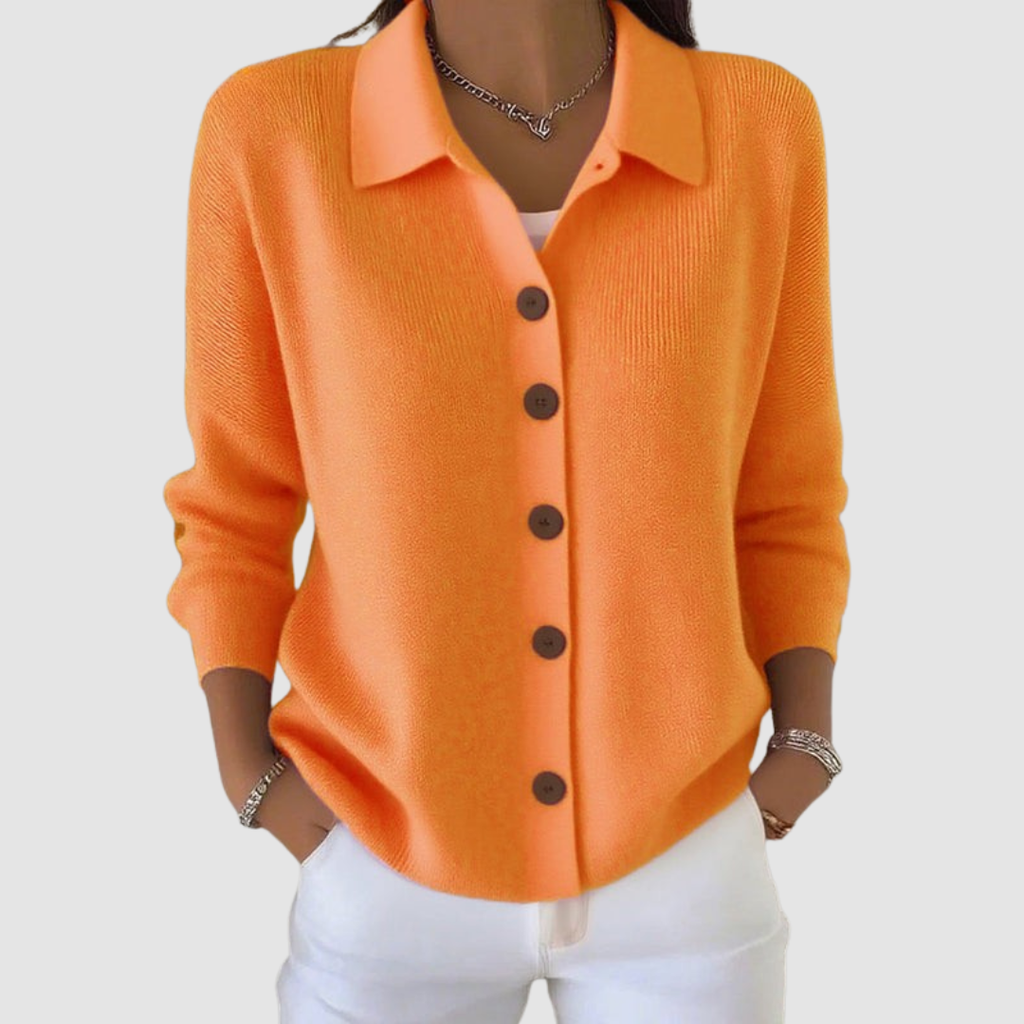 Riah | Women's Lapel Collar Button-Up Knit Cardigan