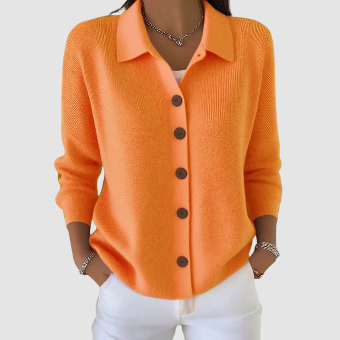 Riah | Women's Lapel Collar Button-Up Knit Cardigan