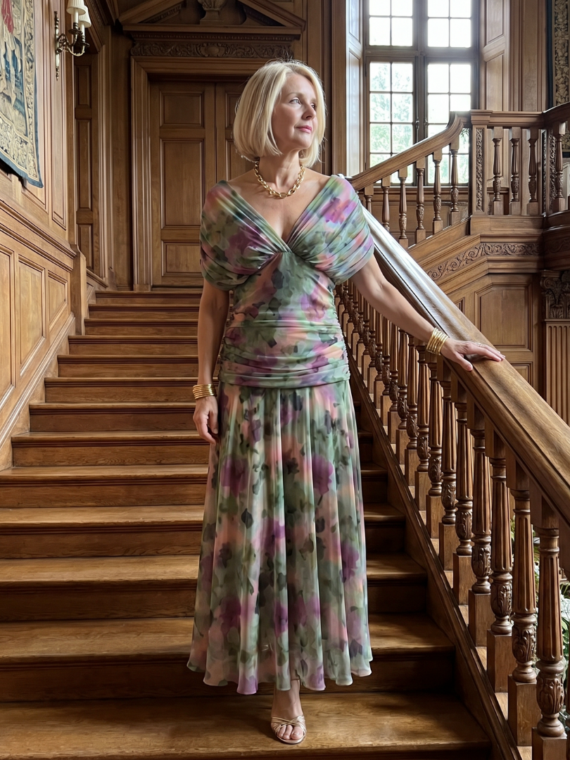 Off Shoulder Flow Midi Dress - Summer Party Elegant Style for Women