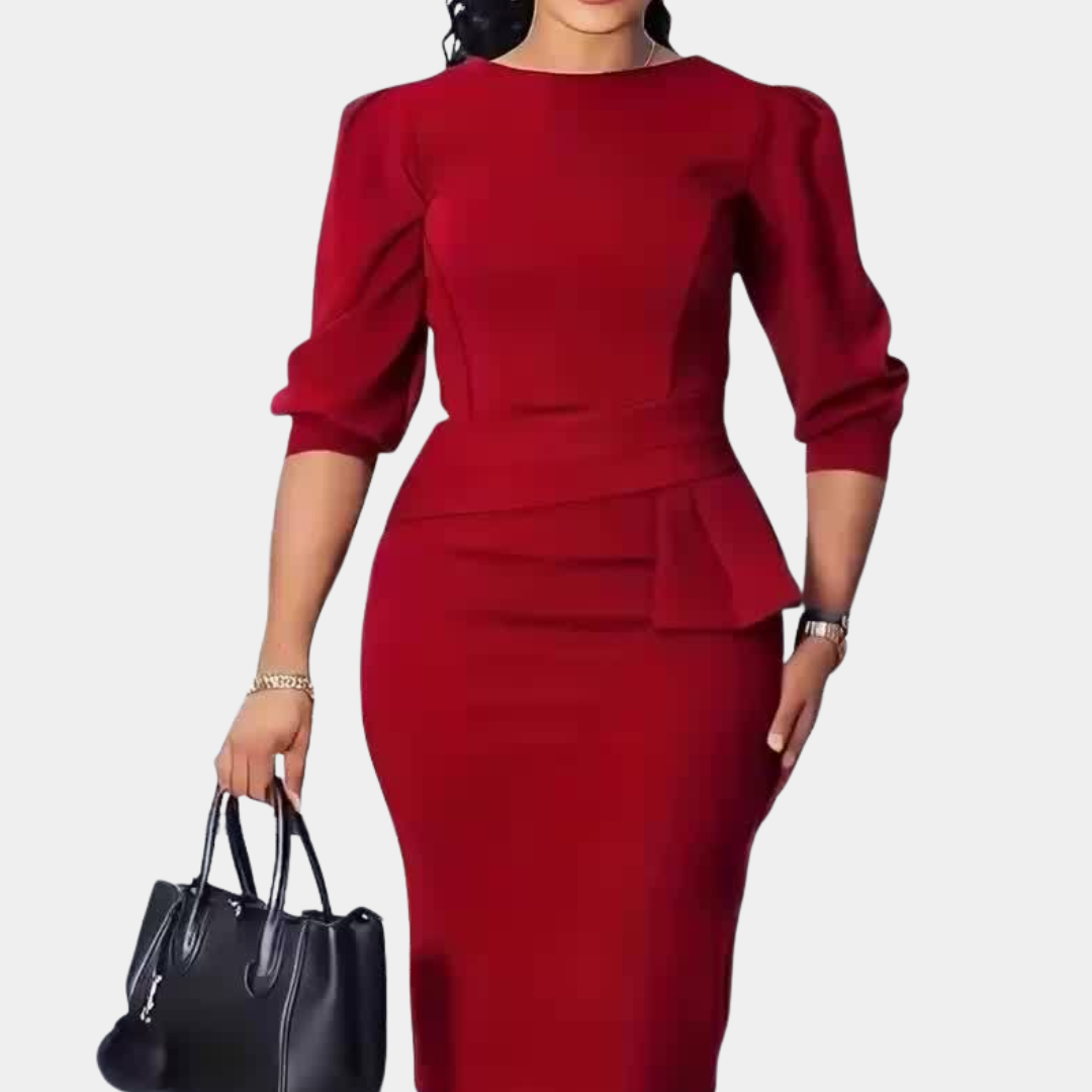 Elegant Midi Dress with Ruffle Detail – Feminine Design and Flattering Fit