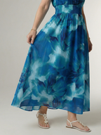 Elegant Gathered Halter Midi Dress | Flowy Summer Style for Women