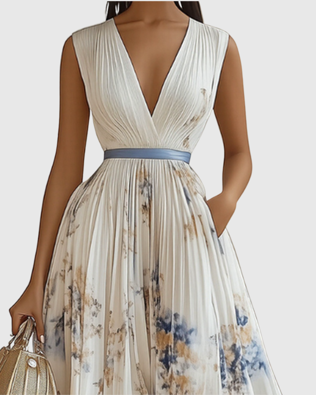 Feminine Pleated Maxi Dress, Elegant Style and Timeless Design