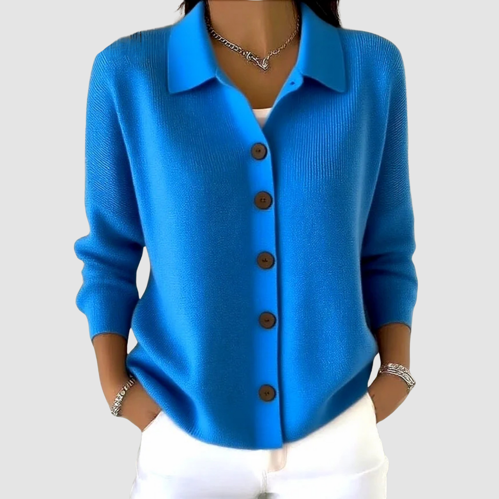 Riah | Women's Lapel Collar Button-Up Knit Cardigan