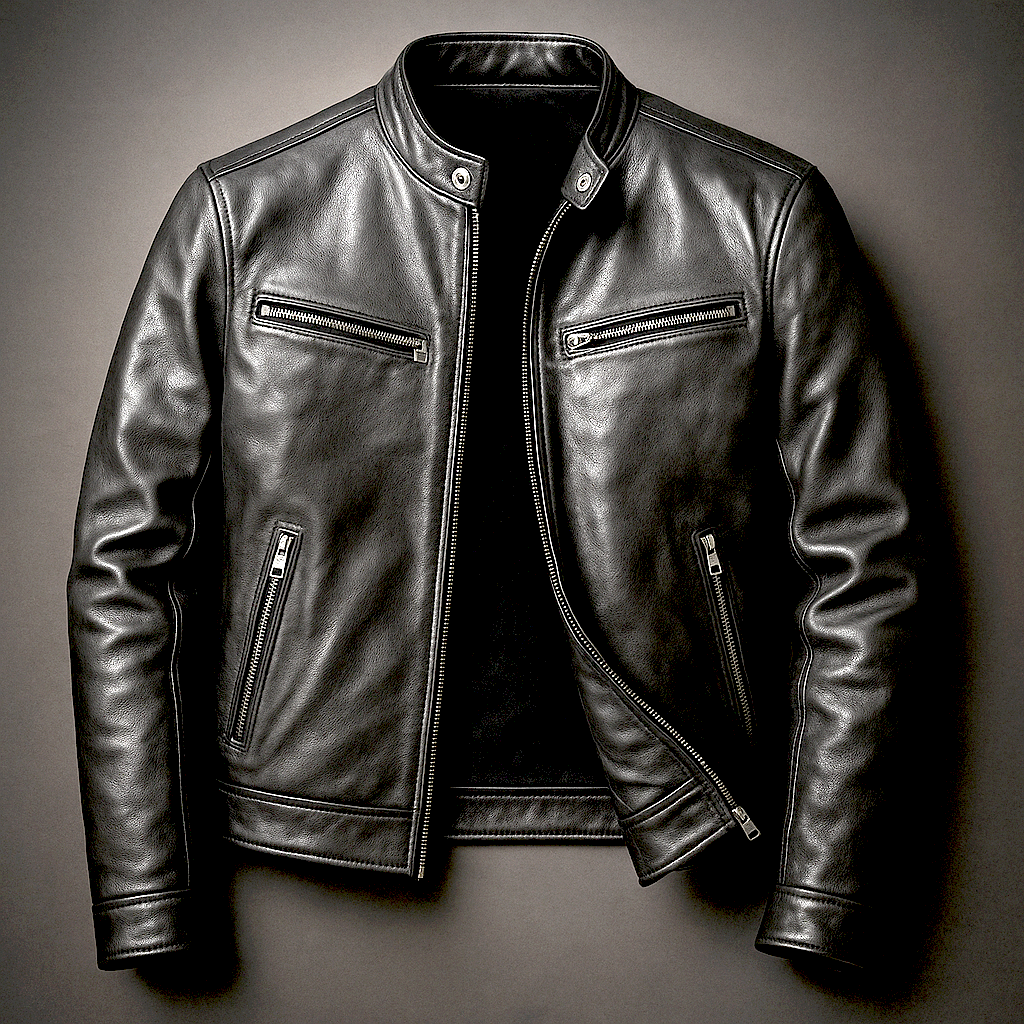 Braden | Men's Leather Biker Jacket with Zip Pockets