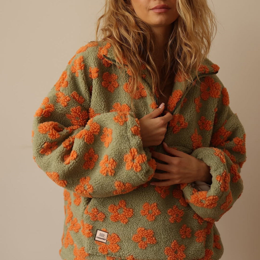 Ivy | Women's Oversized Fleece Sweatshirt with Floral Print