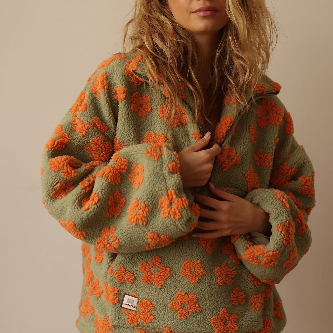 Ivy | Women's Oversized Fleece Sweatshirt with Floral Print
