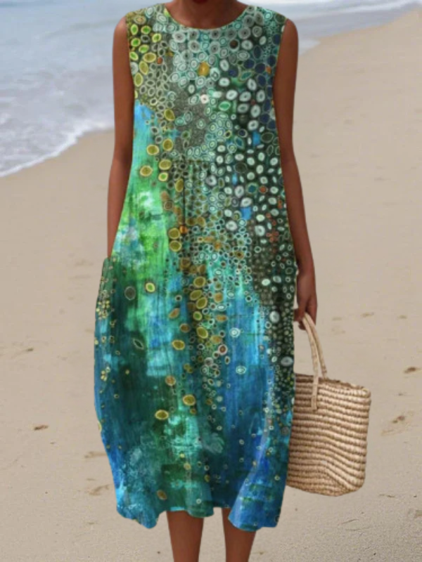Zara | Women's Reef Print Flowy Midi Dress