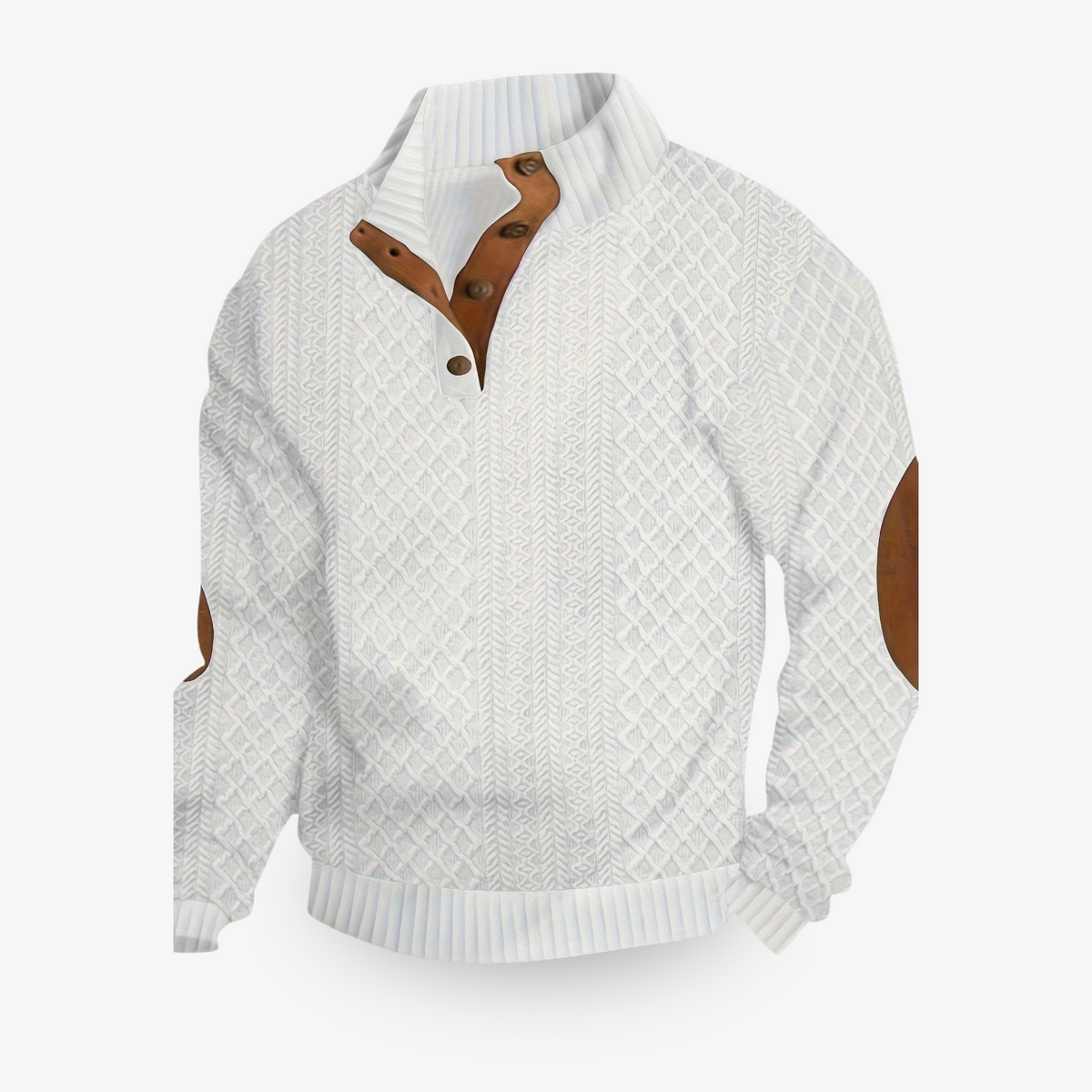 Hollis | Men's Cable Knit Sweater with Leather Elbow Patches