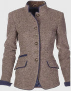 Amelia | Women's Wool Blend Cardigan with Contrast Trim