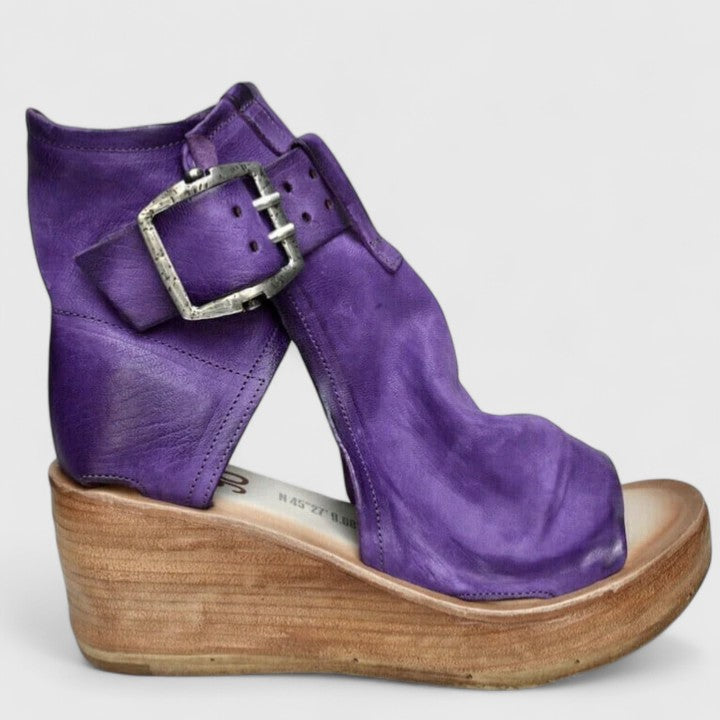 Rosalie | Women's Suede Buckle Wedge Sandals