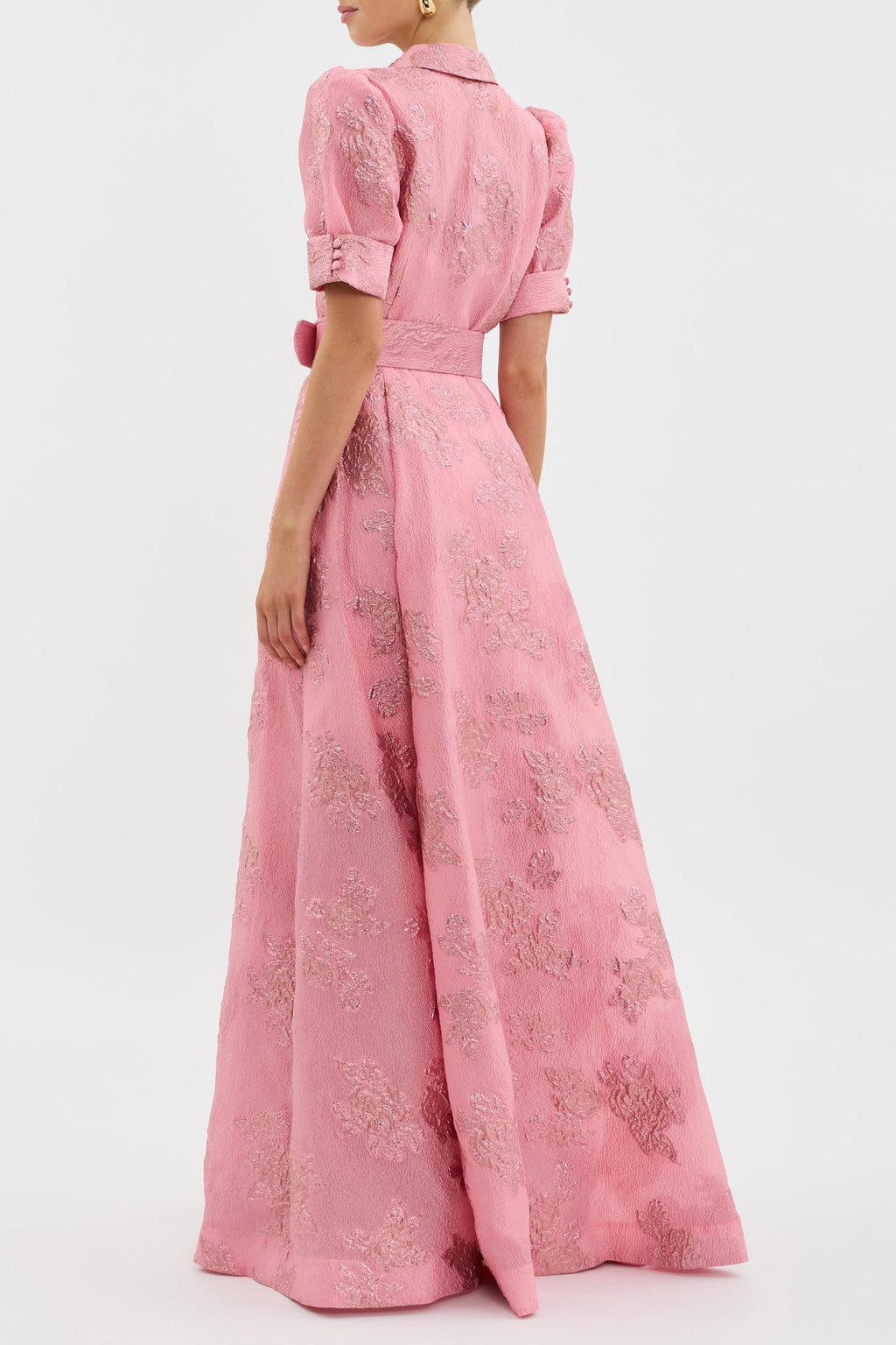 Elaine | Women's Textured Floral Maxi Dress with Belt