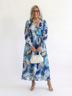 Elegant long sleeve floral maxi dress women soft chic fit