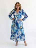 Elegant long sleeve floral maxi dress women soft chic fit