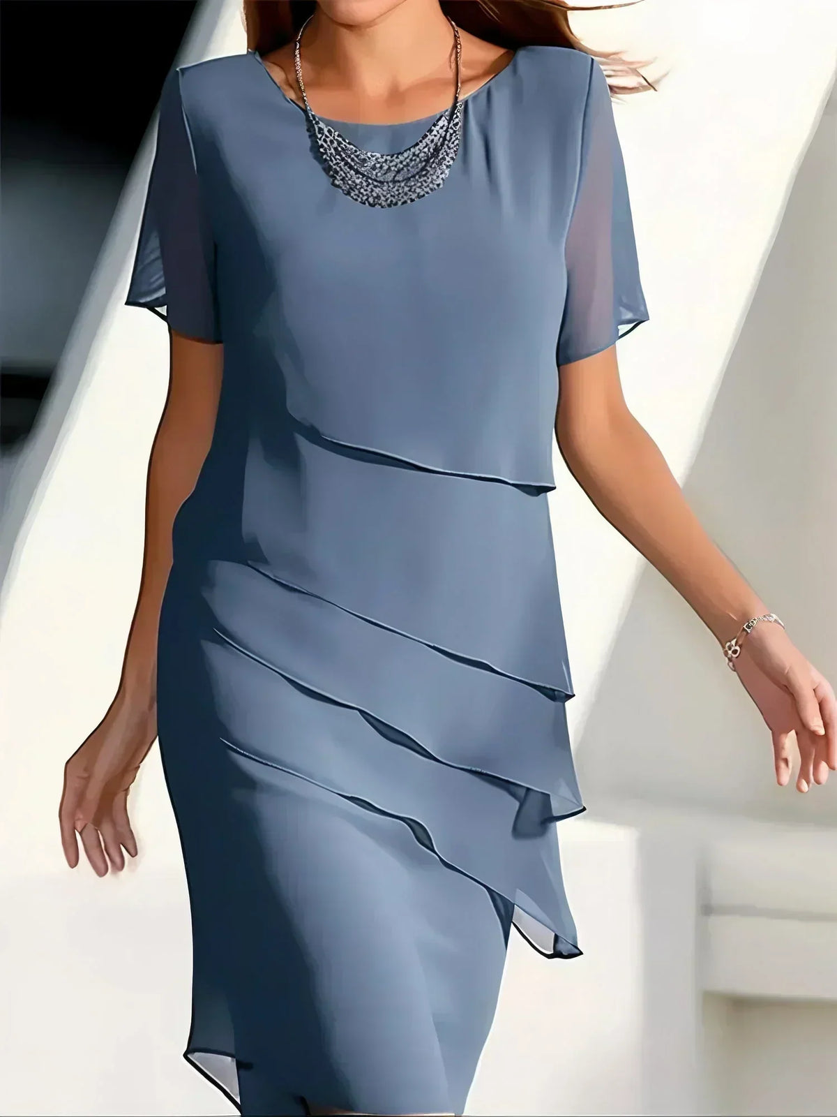 Sloane | Women's Tiered Ruffle Sheath Dress