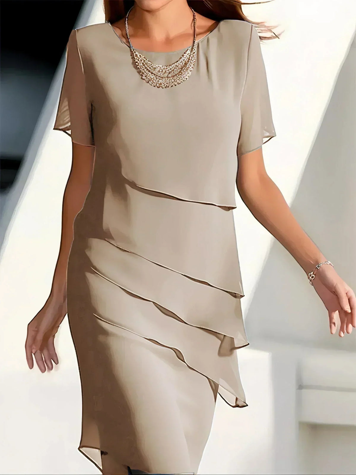 Sloane | Women's Tiered Ruffle Sheath Dress