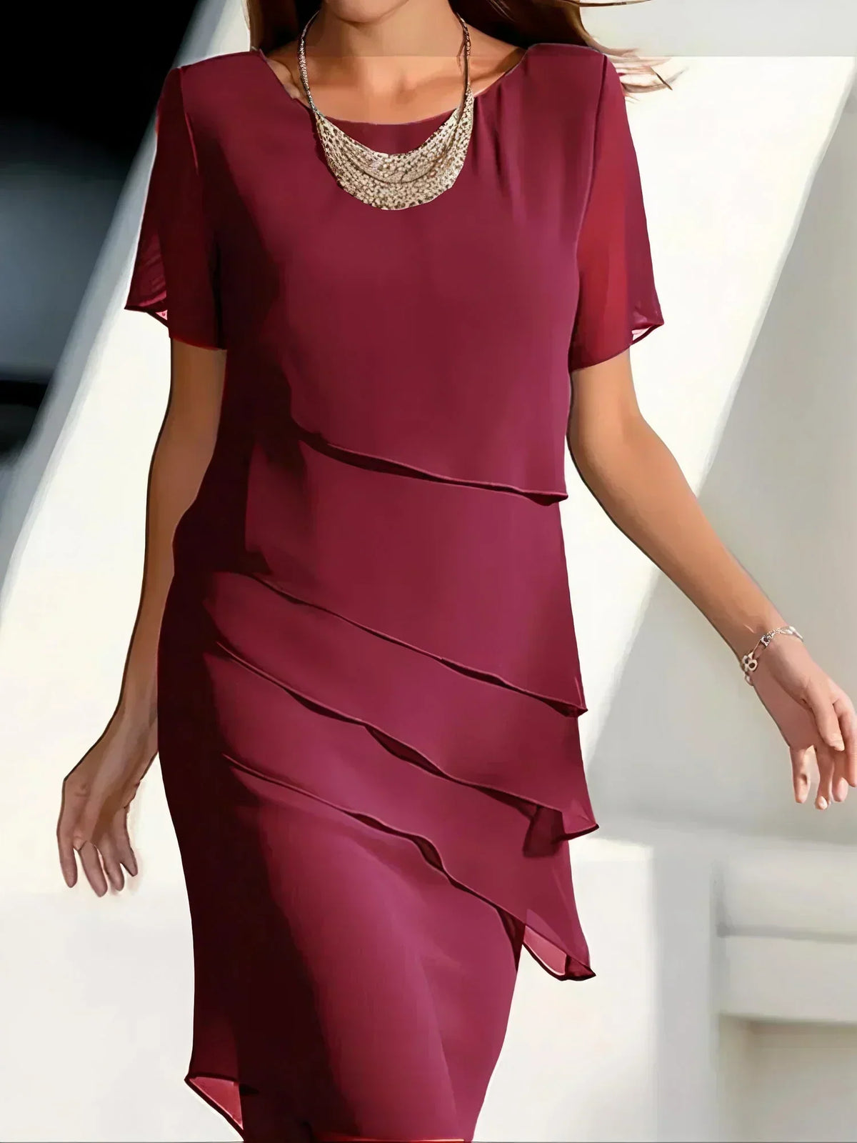 Sloane | Women's Tiered Ruffle Sheath Dress