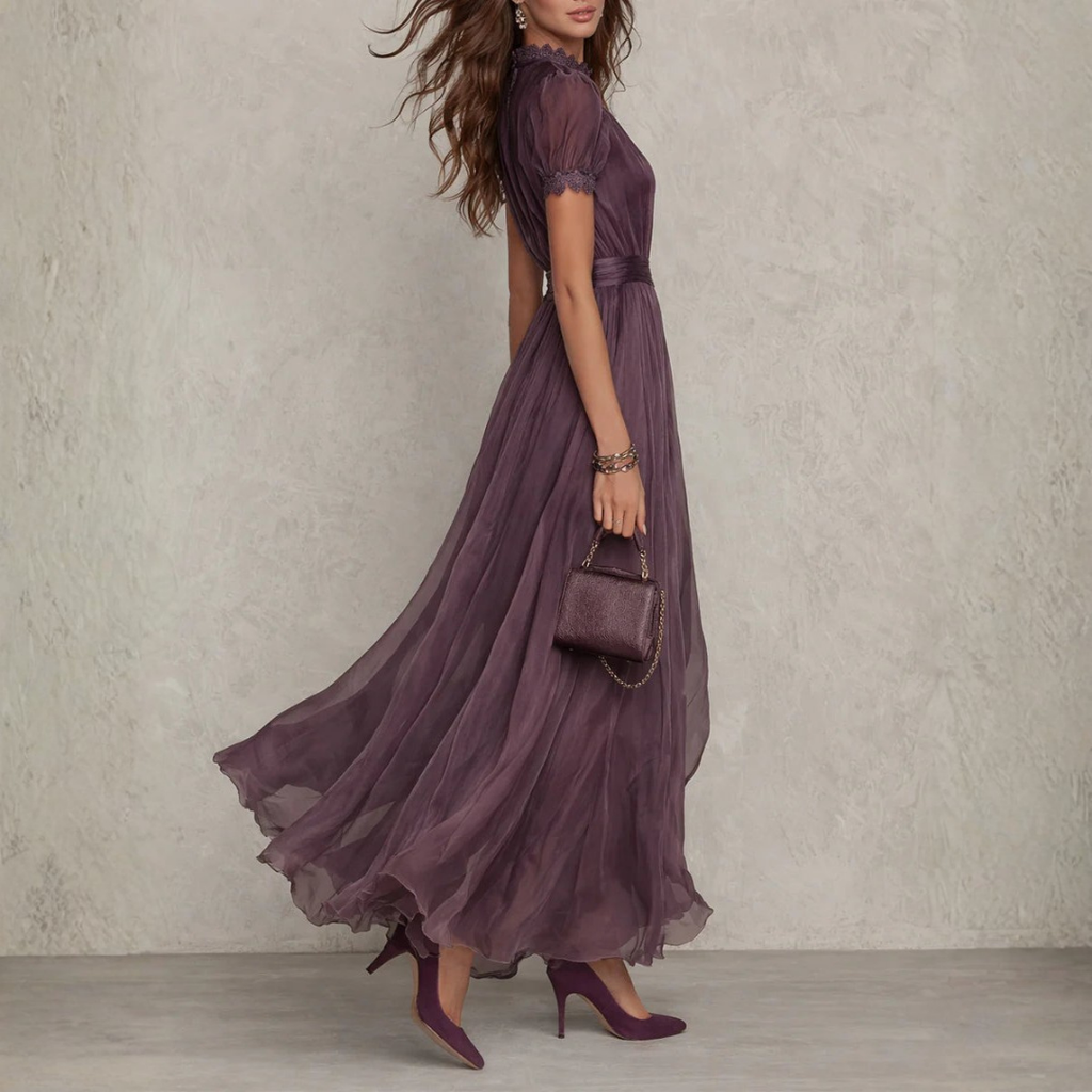 Violet | Women's Tie-Neck Chiffon Maxi Dress