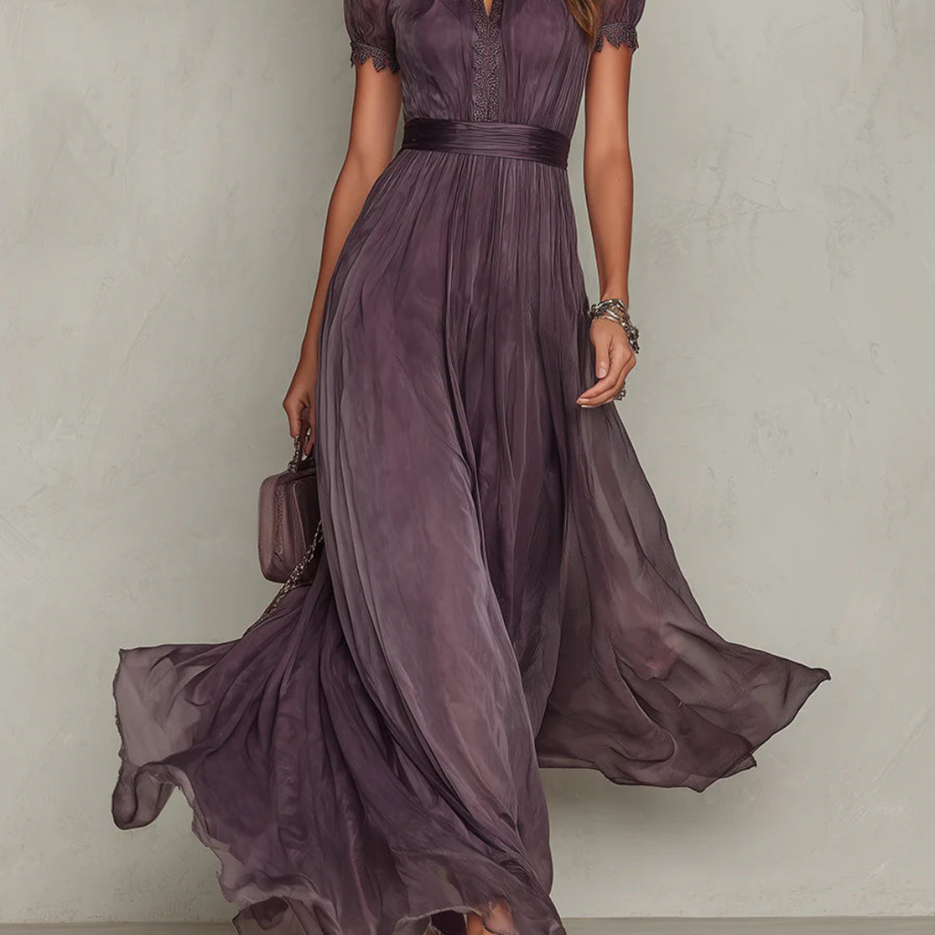 Violet | Women's Tie-Neck Chiffon Maxi Dress