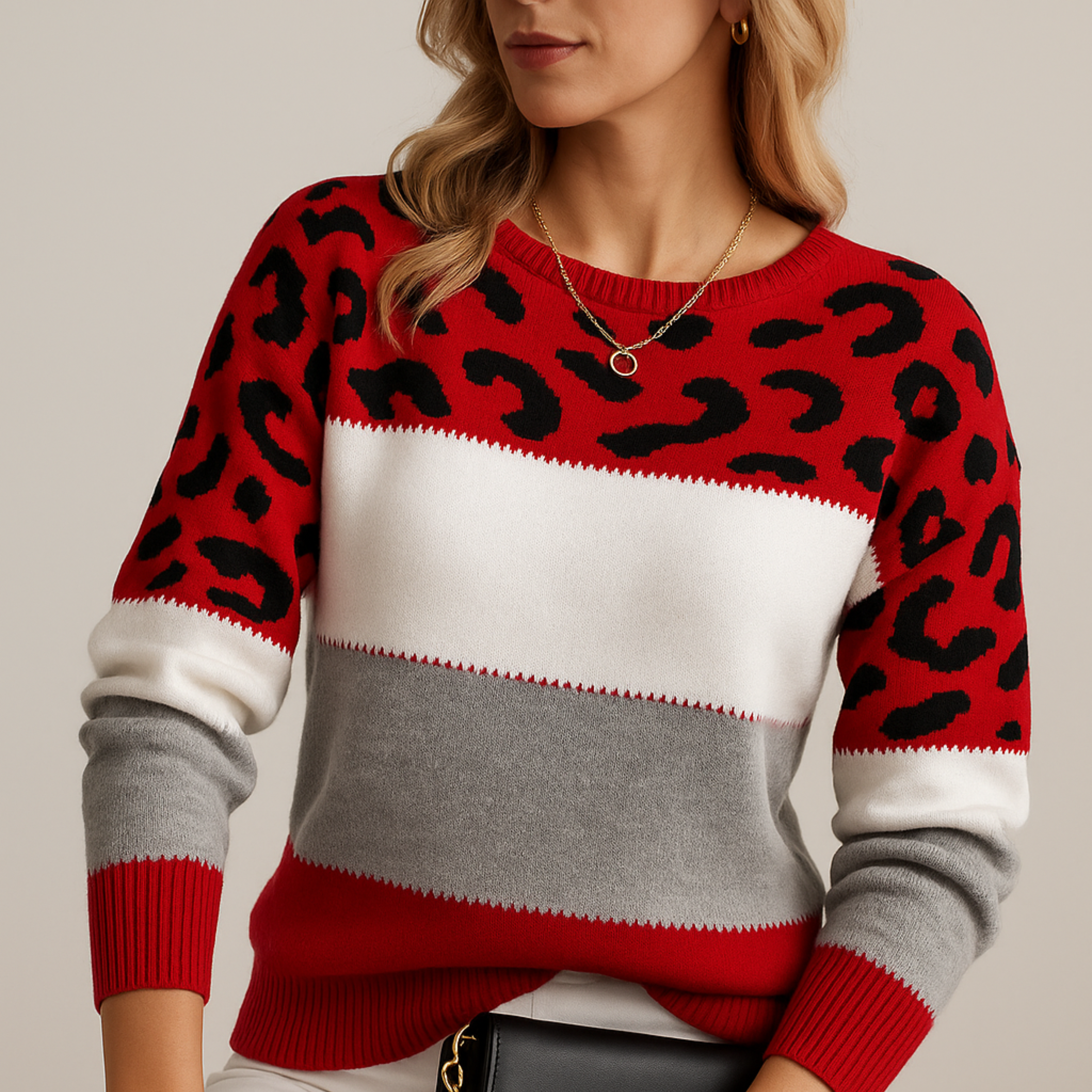 Charm | Women's Leopard Print Relaxed Sweater
