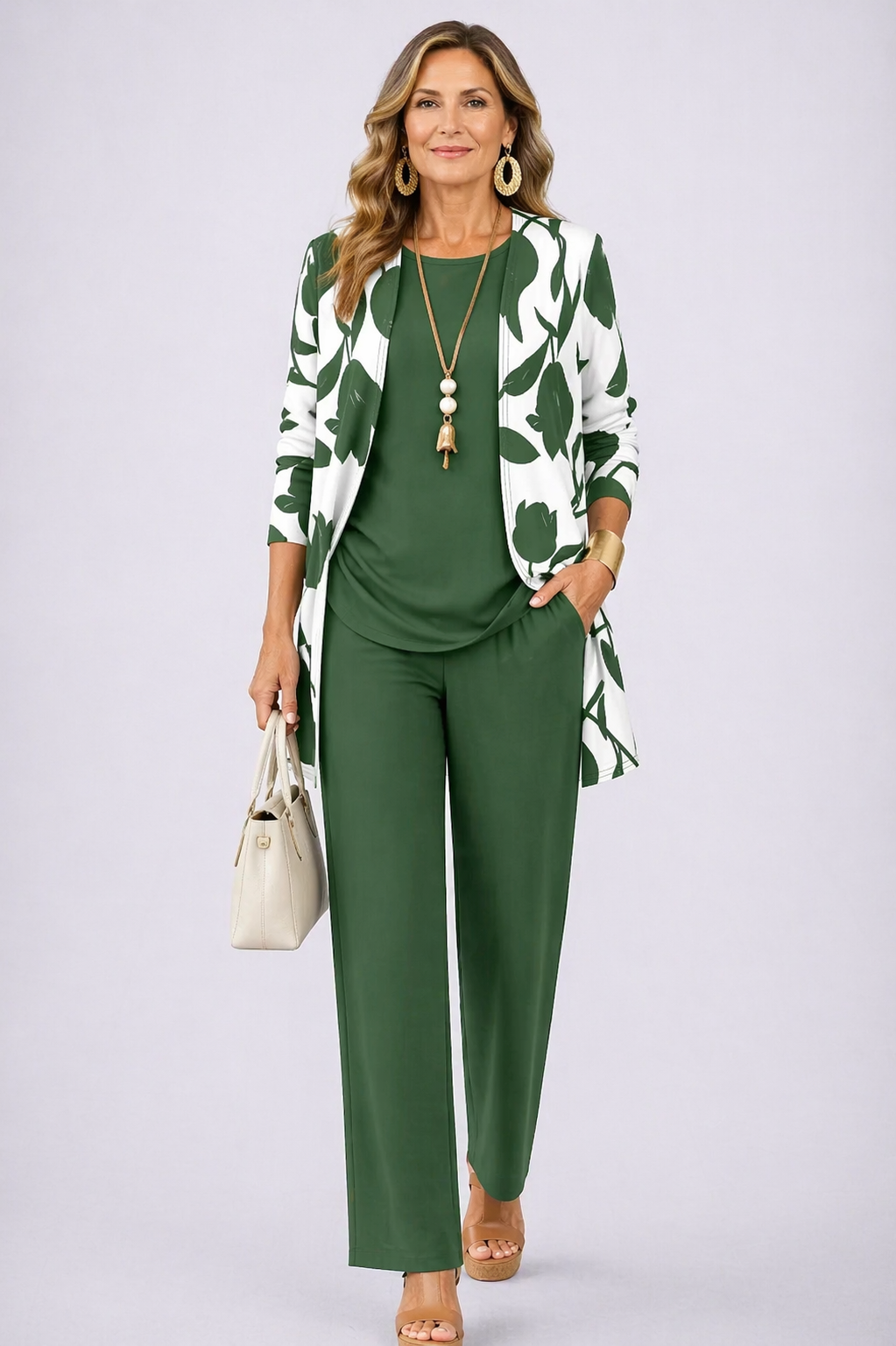 Mae | Women's Patterned Cardigan Three-Piece Set