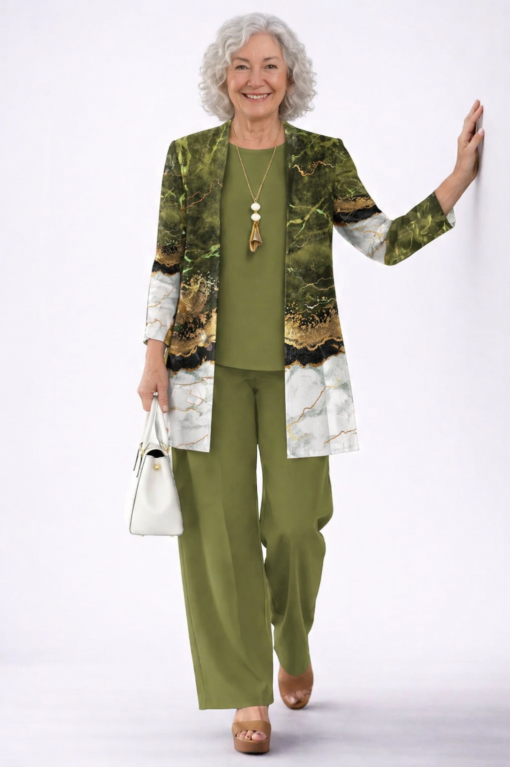 Devy | Women's Patterned Cardigan Three-Piece Set