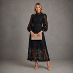 Joanne | Women's Long-Sleeve Lace Midi Dress