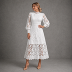 Joanne | Women's Long-Sleeve Lace Midi Dress