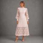 Joanne | Women's Long-Sleeve Lace Midi Dress