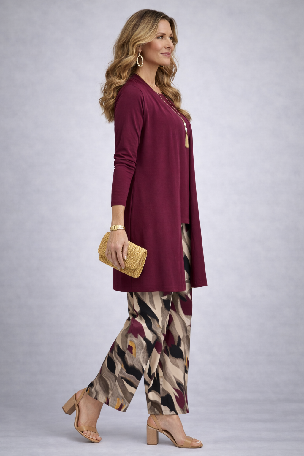 Fiona | Women's Patterned Cardigan Three-Piece Set