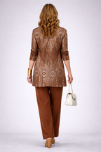 Leslie | Women's Patterned Cardigan Three-Piece Set
