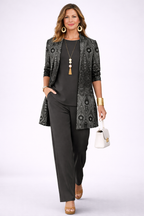 Hailey | Women's Patterned Cardigan Three-Piece Set