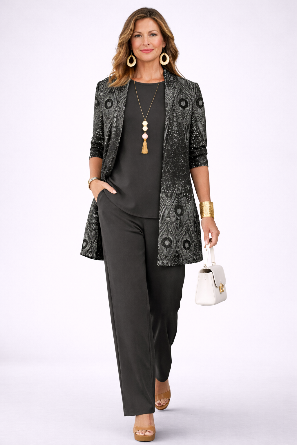Hailey | Women's Patterned Cardigan Three-Piece Set