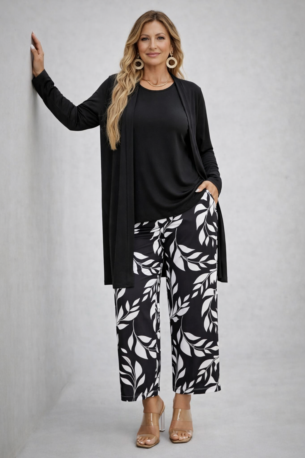 Polly | Women's Patterned Cardigan Three-Piece Set