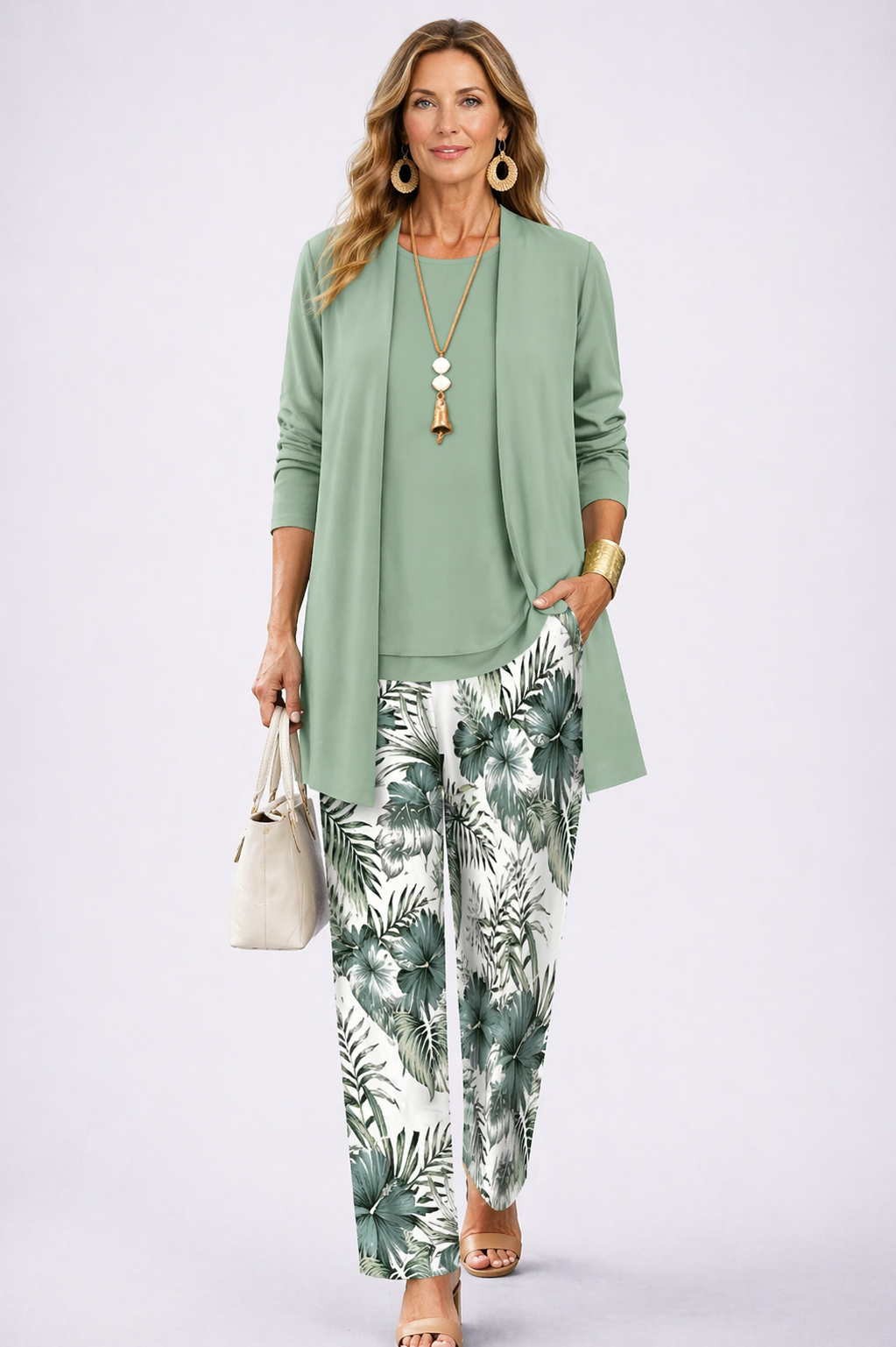 Lorie | Women's Patterned Cardigan Three-Piece Set