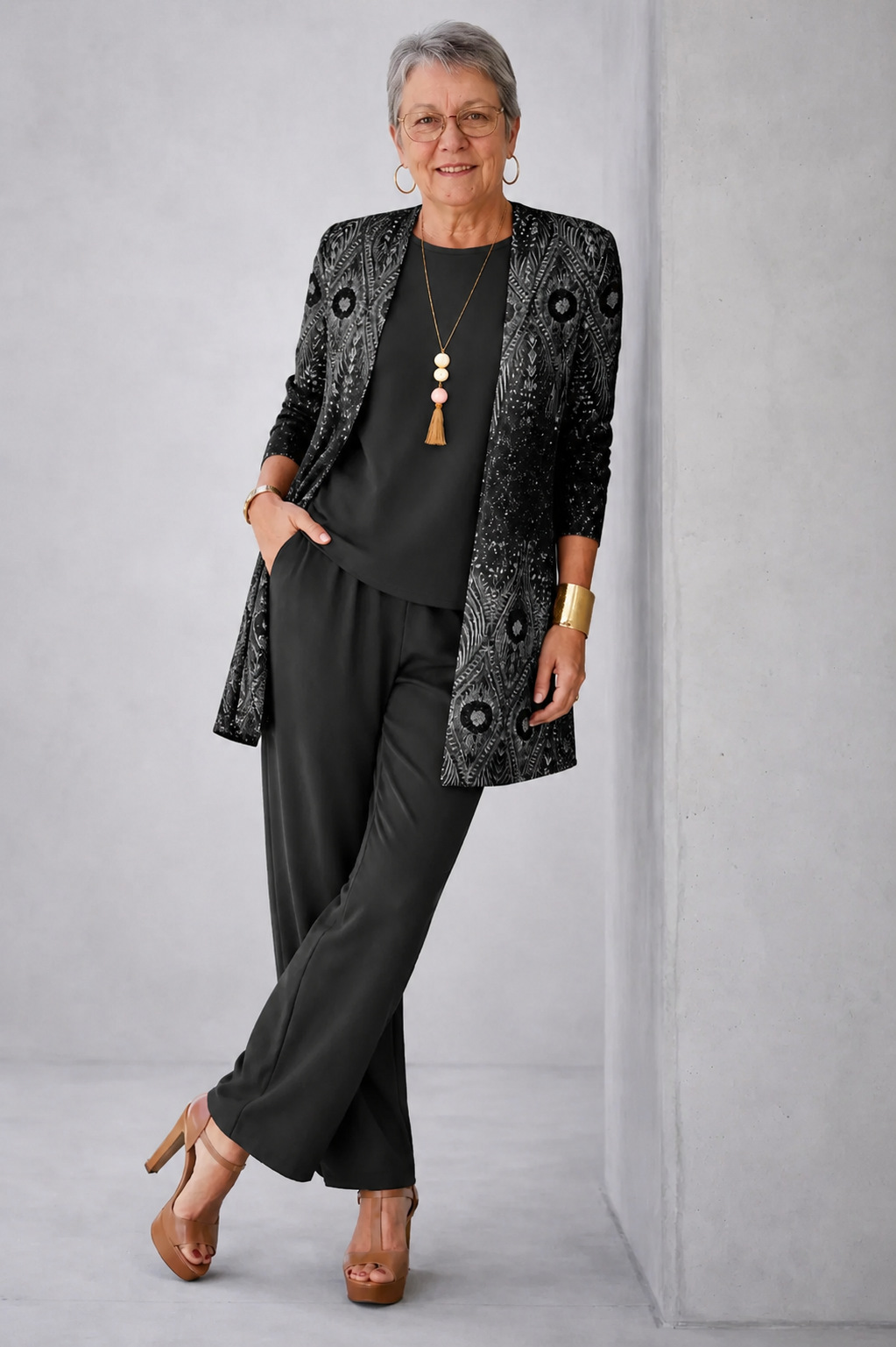 Hailey | Women's Patterned Cardigan Three-Piece Set