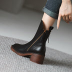 Selene | Women Leather Ankle Boots High Heel Zipper